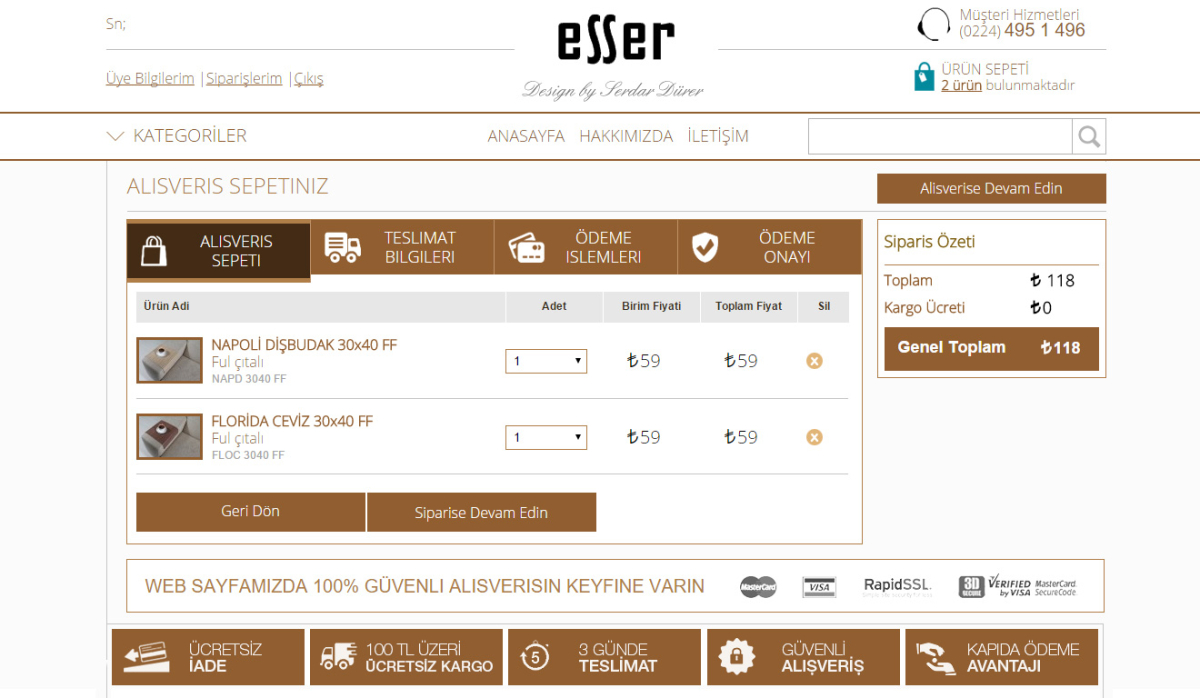 Esser Koltuk Sehpası E-Commerce Website - Web Design