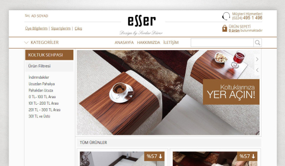Esser Koltuk Sehpası E-Commerce Website - Web Design 
