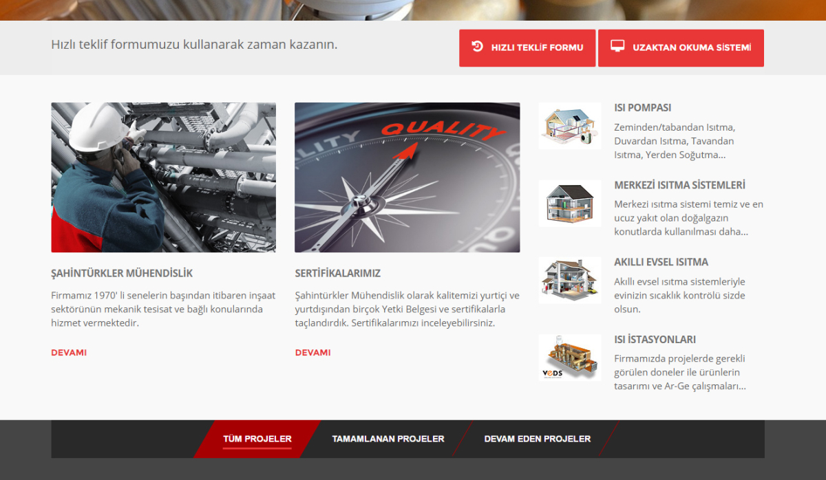 Şahintürkler Mühendislik Website with Admin Panel - Web Design